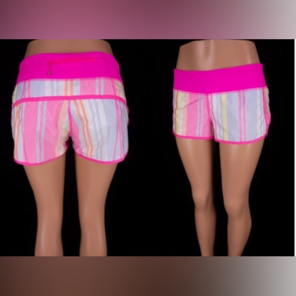 *Rare* Lululemon Run: Speed Shorts Groovy Stripe Raspberry Glo Light/Pow Pink